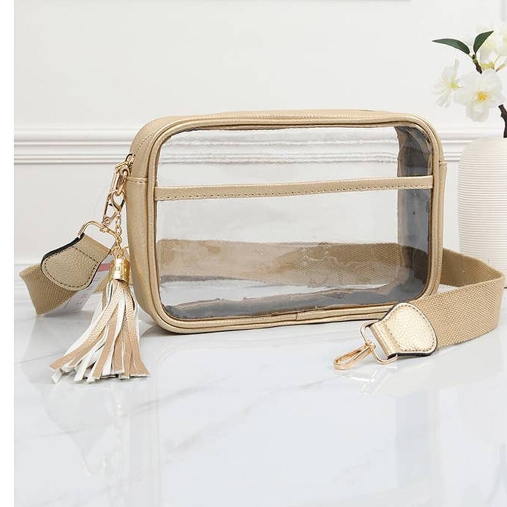 Clear Crossbody Bag Gold Trim
